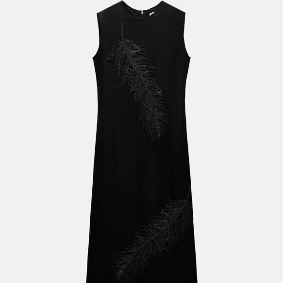 ZARA EMBROIDERED MIDI DRESS ZW COLLECTION Size Medium NEW WITH TAG!